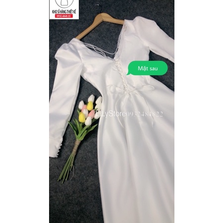 ĐẦM NÀNG CỔ V CHÉO HỞ LƯNG KẾT CHUỔI NGỌC full size :S/M/L/XL ( ẢNH VÀ VIDEO CHỦ SHOP TỰ QUAY 1000%)
