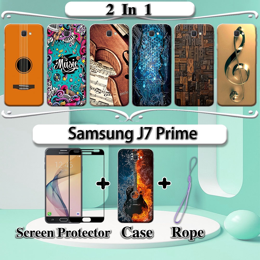 Ốp Lưng Kèm Kính Cường Lực Cong 2 Trong 1 Cho Samsung J7 Prime