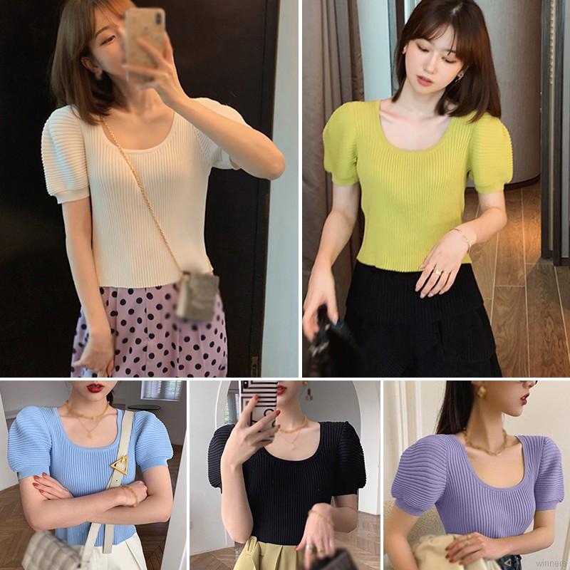 Áo thun tay ngắn cổ tròn màu trơn thiết kế đơn giản thời trang cho nữ