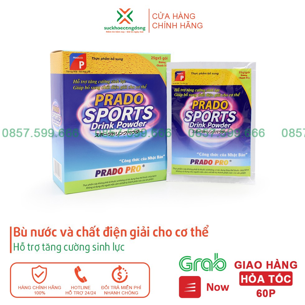 Bột pha nước điện giải Prado Sports Drink Powder ⚡️FREESHIP⚡️ Cung cấp năng lượng, tăng cường thể lự