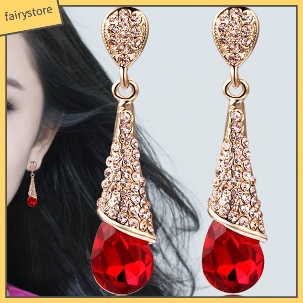 Bông Tai Dáng Dài Đính Đá Zircon Sang Trọng Cho Nữ