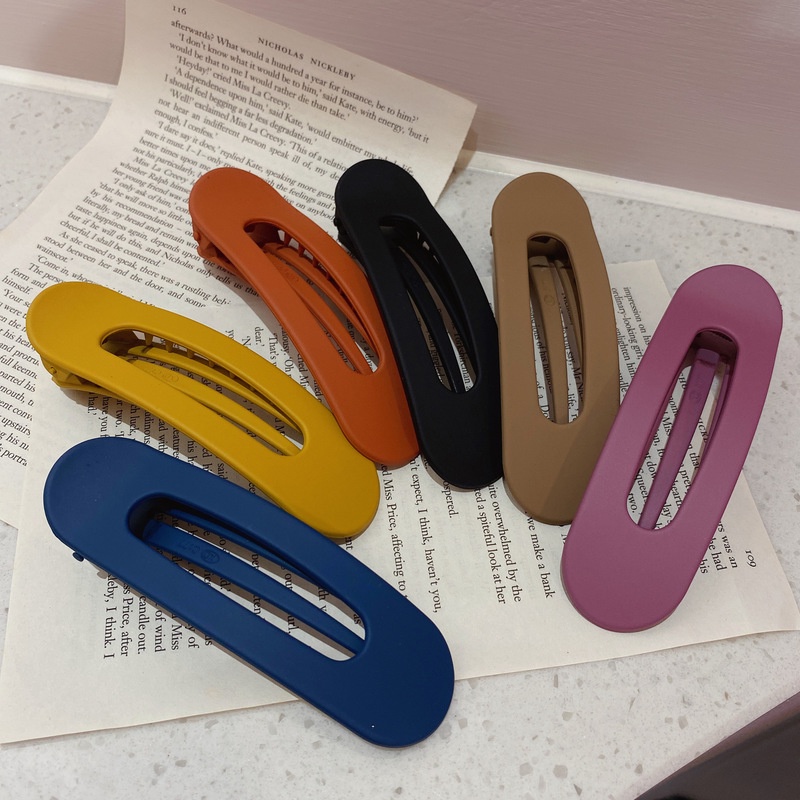 Kẹp tóc mỏ vịt màu trơn cỡ lớn thiết kế lõm hở lưng thời trang cho nữ