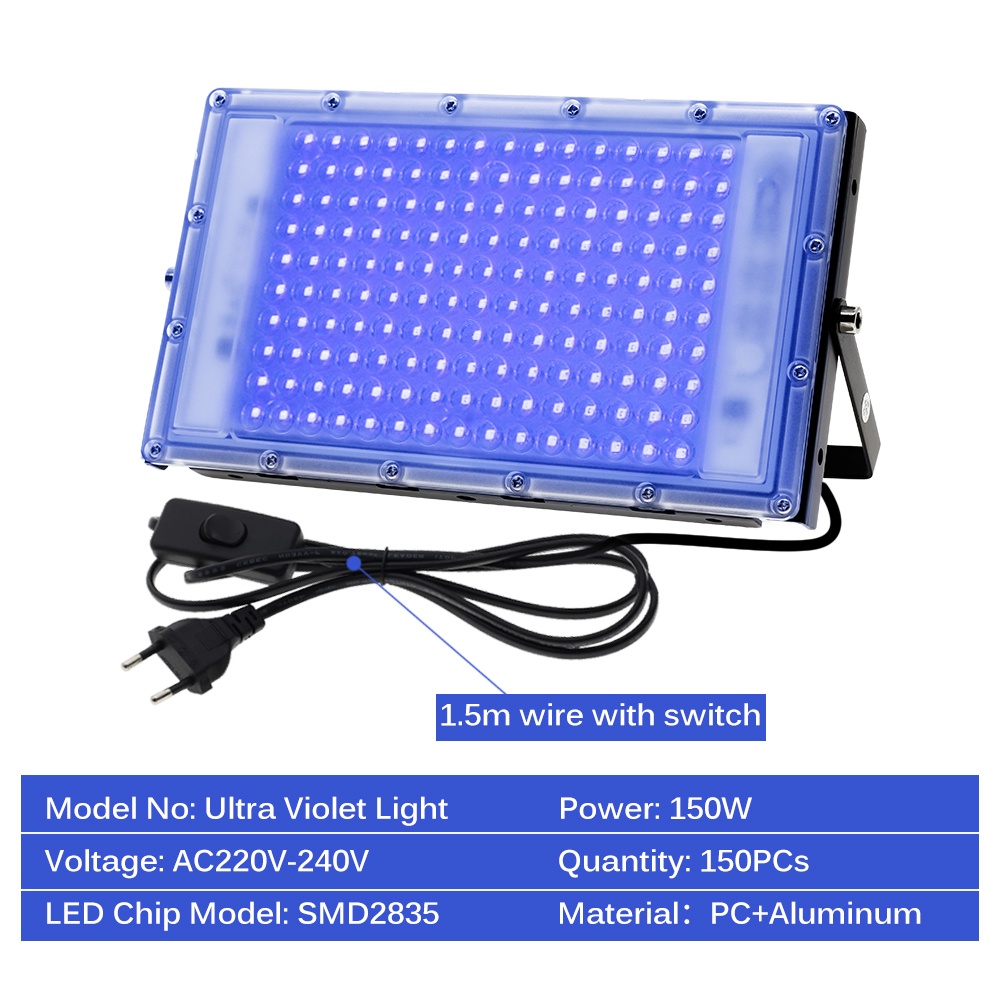 Bóng Đèn LED UV 220V 150W UV 395nm Màu Đen Dùng Trang Trí Nhà Cửa / Tiệc Halloween