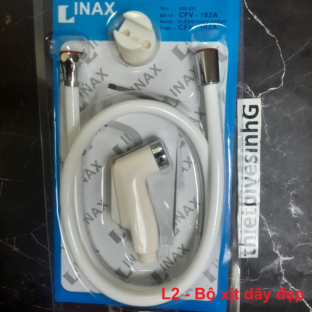 Bộ xịt vệ sinh INAX nhựa đầu vòi xịt và dây ti đồng- bộ xịt toilet Linax