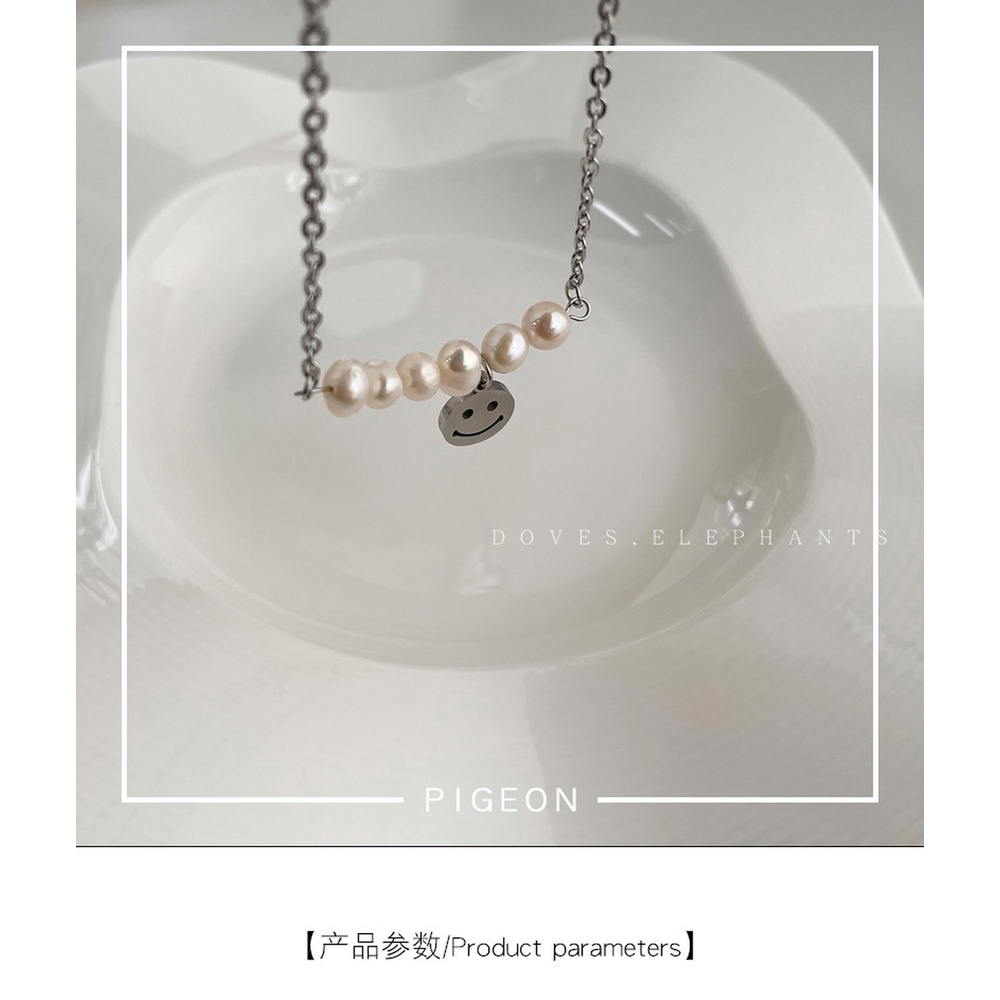 Vòng cổ Mặt Cười Đính Ngọc Trai Nhân Tạo Thời Trang Dành Cho Nữ