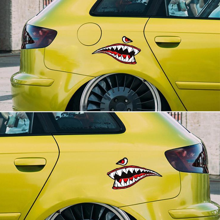 &quot;Shark Mouth&quot; Sticker Phản quang Xe máy Xe tay ga bên Decal Dán trang trí vui nhộn