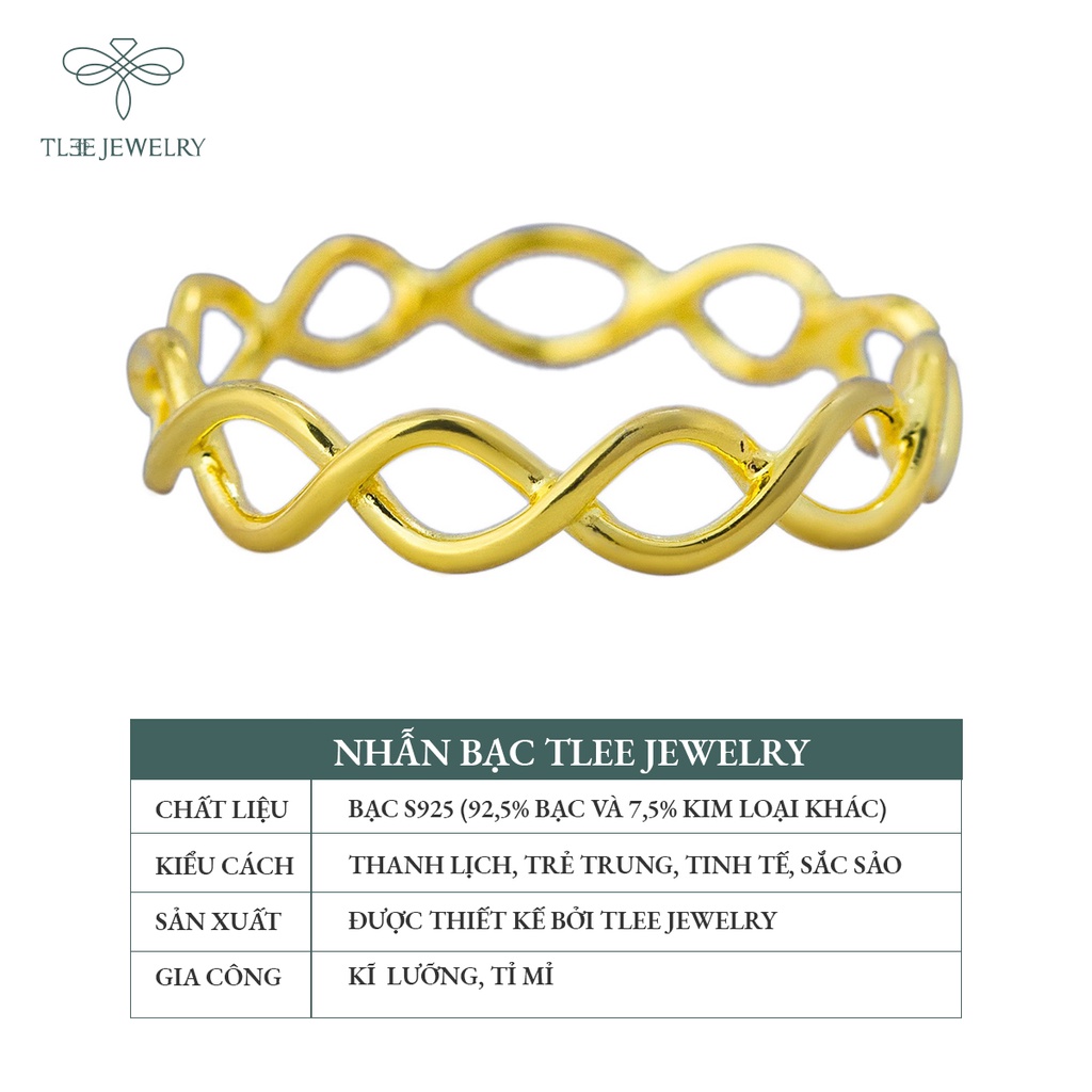 Nhẫn bạc TLEE sóng đan chéo basic mạ vàng 14k NCJ A0122