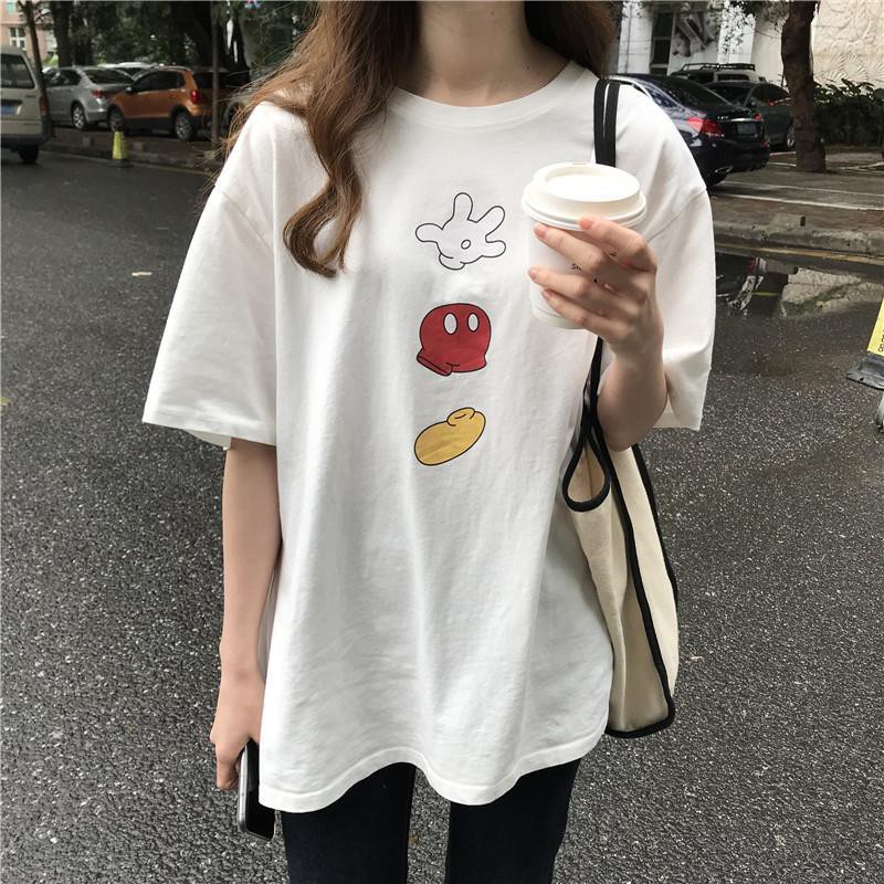 Áo Thun Nữ Tay Ngắn Dáng Rộng Chất Liệu 100% Cotton
