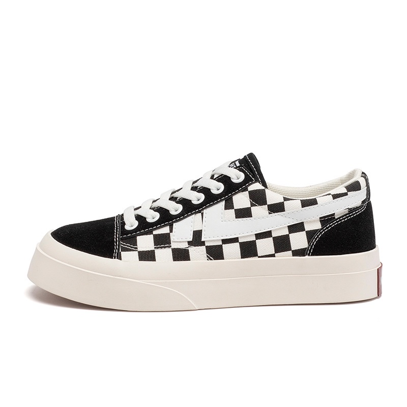 Giày thể thao nữ kẻ caro màu đen trắng cao cấp , giày sneaker ulzzang đế cao