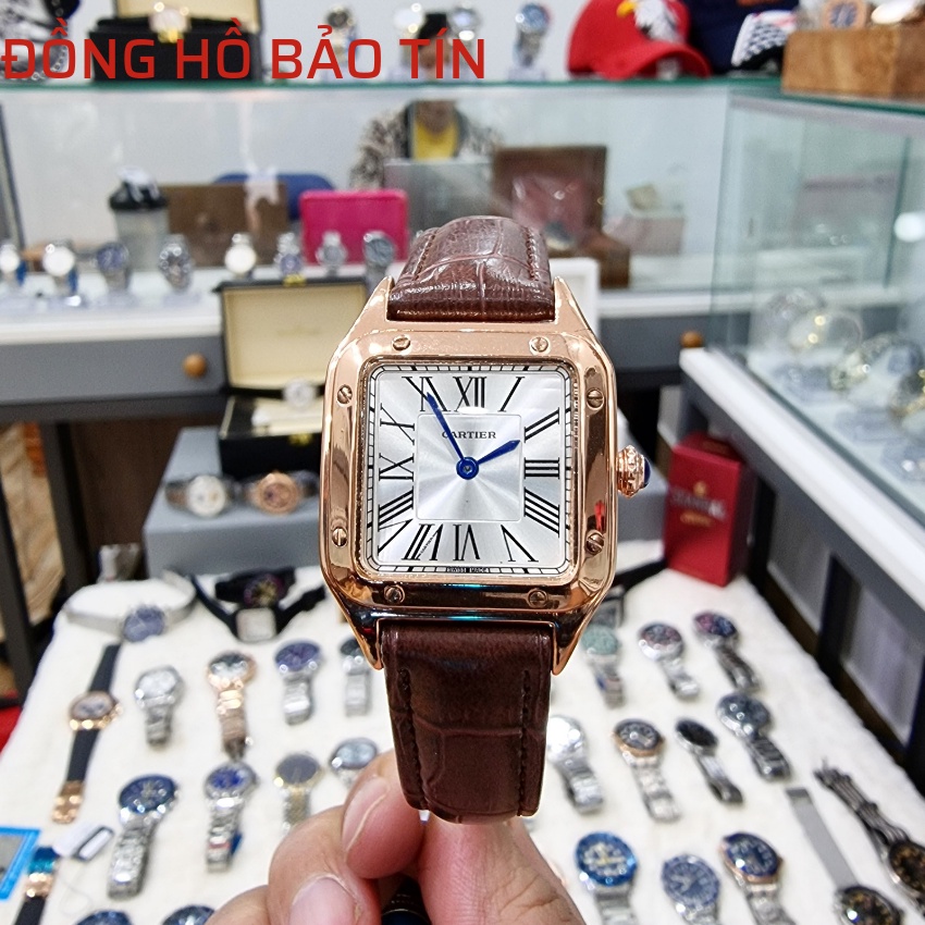 Đồng Hồ Nữ Catier Máy Pin Nhật, Thép Không Rỉ, Dây Da Cao Cấp, Kháng Nước Đi Tắm, Đi Mưa