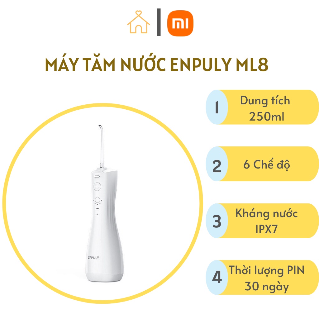 Máy tăm nước XIAOMI ENPULY công suất lớn, cầm tay, chống thấm nước IPX7, dung tích 250ml ENPULY ML8
