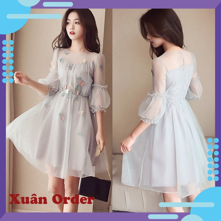 (Order 7-12 ngày, bigsize) váy mùa hè mỏng và che bụng váy voan lưới nữ
