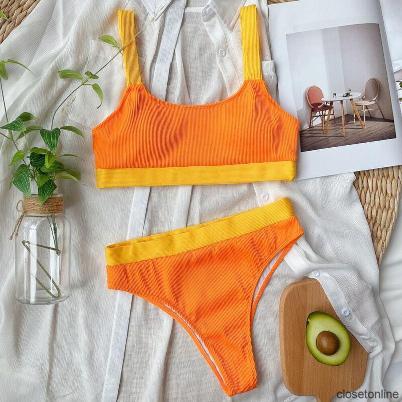 Bikini 2 Mảnh Lưng Cổ áo vuông eo cao gợi cảm độn lên gom lại Cao Gợi Cảm Cho Nữ