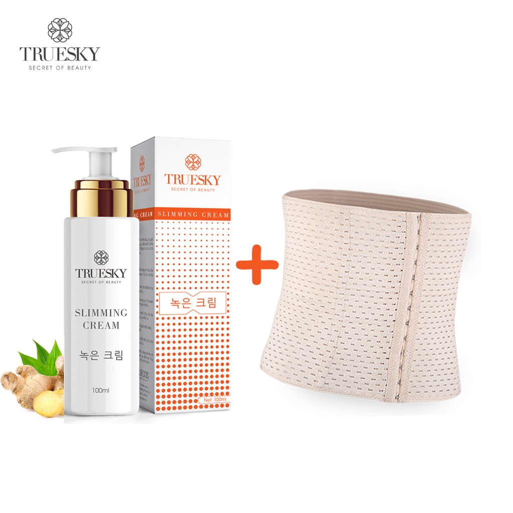 Bộ sản phẩm tan mỡ bụng Truesky gồm 1 kem tan mỡ bụng quế gừng 100ml & 1 đai nịt bụng quấn nóng cao cấp | BigBuy360 - bigbuy360.vn