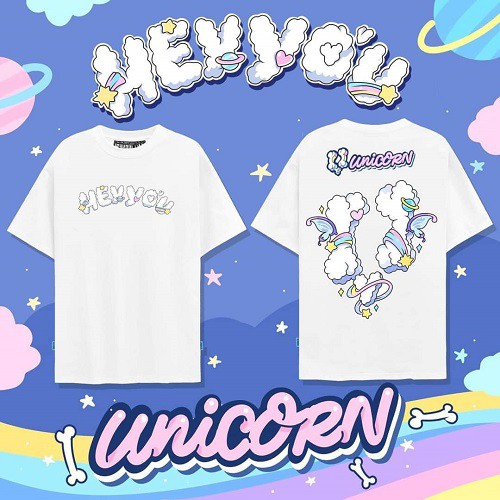 Áo Thun Unisex Hey You Họa Tiết Cừu Tay Ngắn