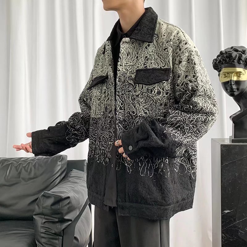 Áo khoác bóng chày dáng rộng in họa tiết cá tính thời trang hàn quốc cho nam