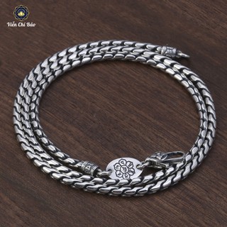 Dây chuyền bạc nam VIỄN CHÍ BẢO lục tự tròn chất liệu bạc thái - D100217