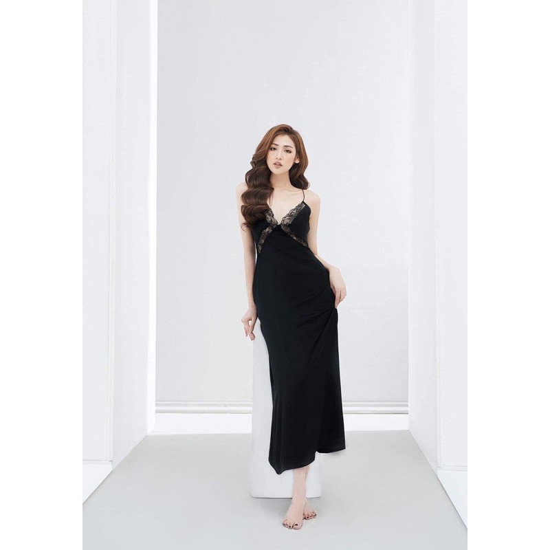 Đầm ngủ satin phối ren