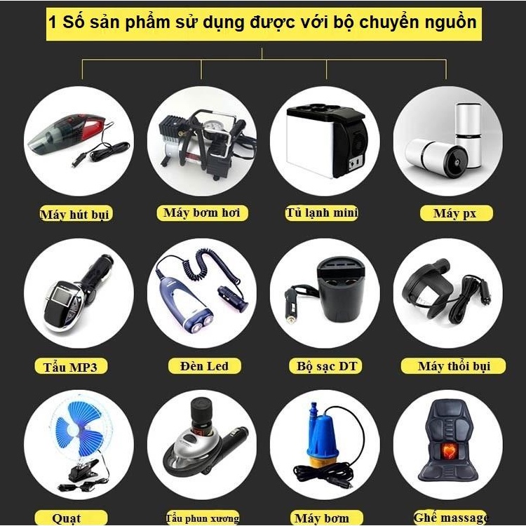 Bộ chuyển đổi nguồn đầu ra chân cắm tẩu từ 220V sang 12V-8A 96W