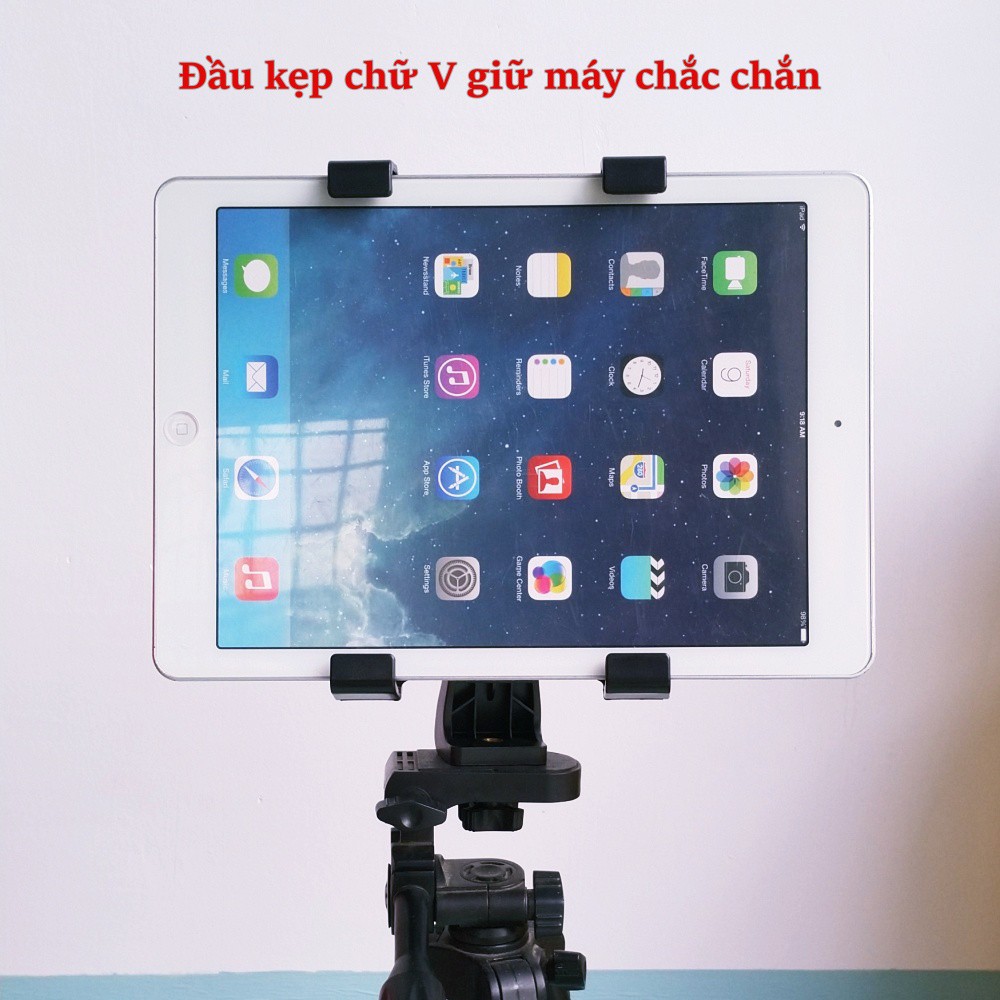 Kẹp iPad máy tính bảng loại lớn trục xoay 360 độ, kẹp ipad gắn tripod xoay ngang dọc cho máy 8 / 10.2 / 10.9 / 11in inch