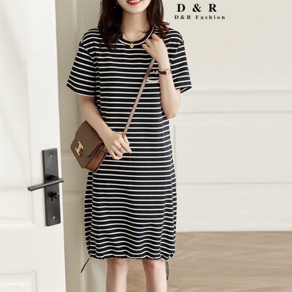 Đầm thiết kế, đầm trung niên, chất thun đẹp hàng quảng châu nữ hiệu DR Fashion size S M L XL XXL