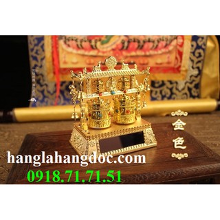 Kinh luân đôi, vòng xoay cầu nguyện Phật Giáo Mật Tông, dùng pin & năng lượng mặt trời (mẫu số 4)