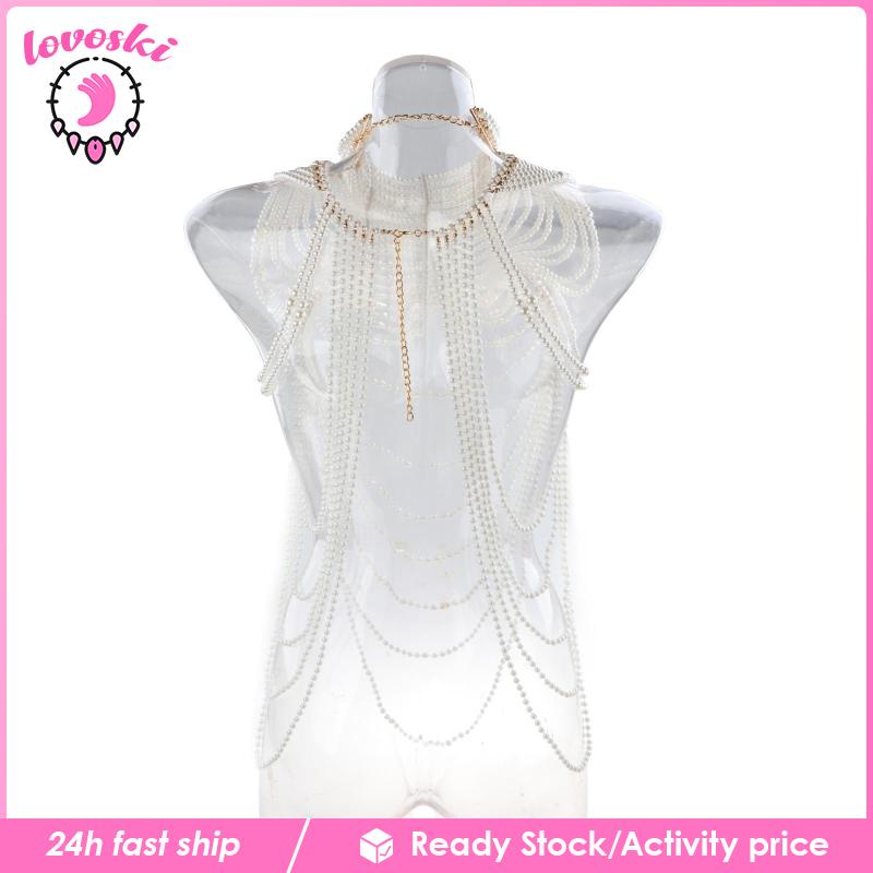 [Lovoski] Vòng cổ Body Chain ABS Ngọc Trai Trang Trí Bikini
