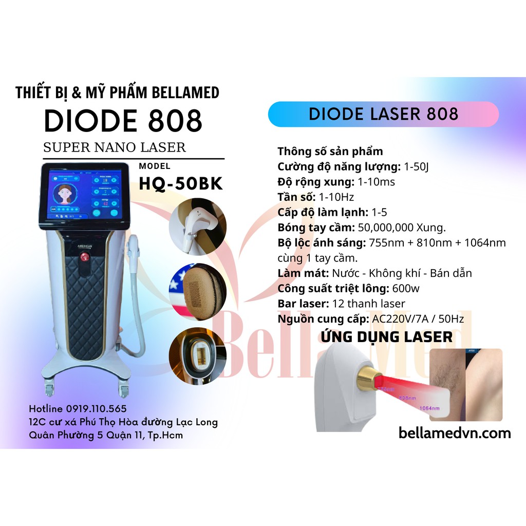 Máy triệt lông Diode laser 808