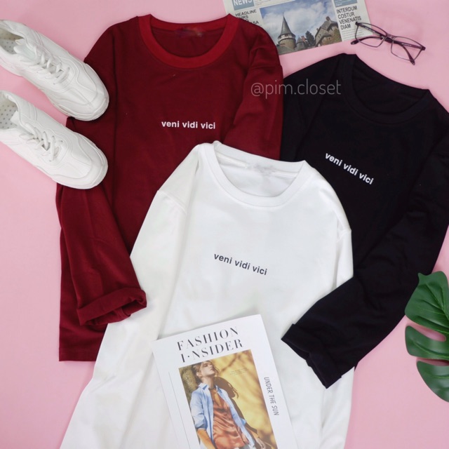 Áo Thun Tay Dài Form Rộng Phong Cách Hàn Quốc Ulzzang thu đông VINI VIDI VICI - Ảnh thật ở cuối | BigBuy360 - bigbuy360.vn