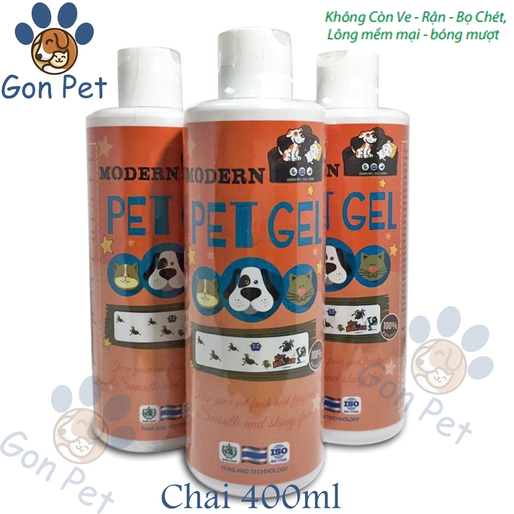 Dầu Tắm Modern Pet Gel Chai 400 Ml - Diệt Sạch Ve, Rận, Bọ Chét Trên Chó, Mèo