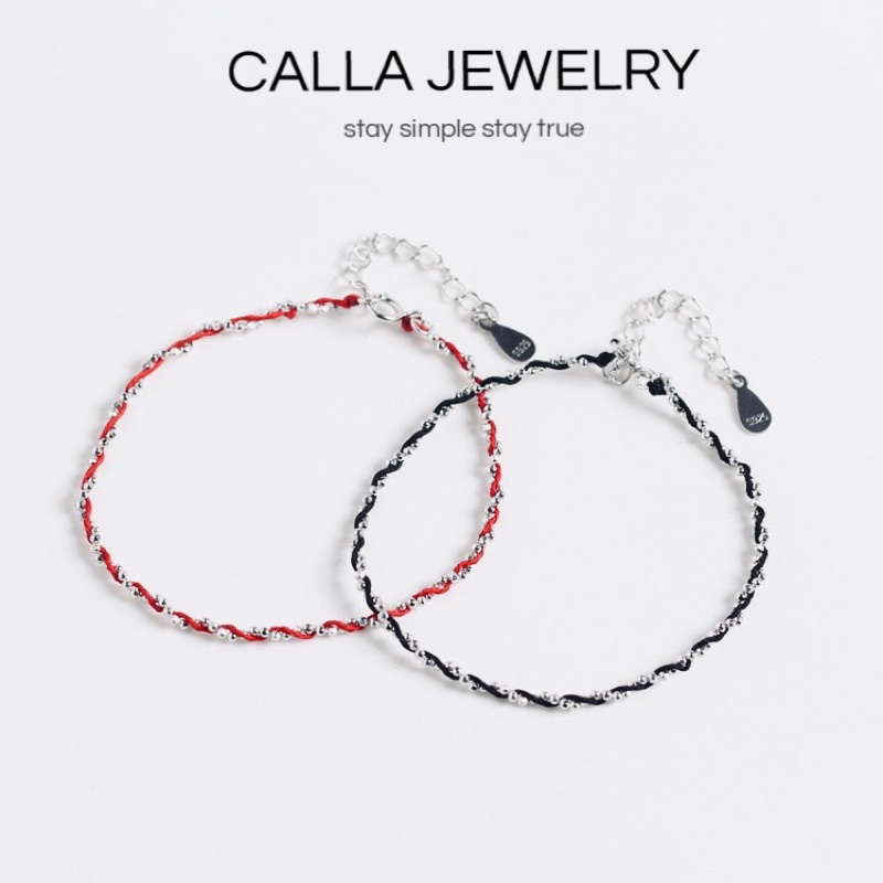 LẮC TAY BẠC CALLA - Chỉ đỏ , Chỉ đen