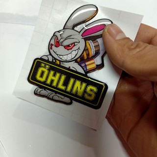 Giá 1 tem Tem nổi dán xe máy ohlins thỏ điên