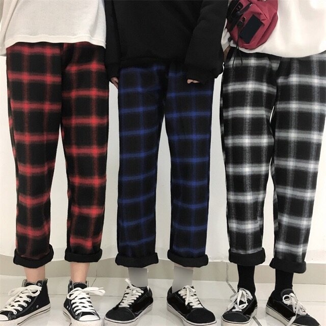 Quần Kẻ Ca Rô Hot Trend Nam Nữ Style Fom Rộng UniSex