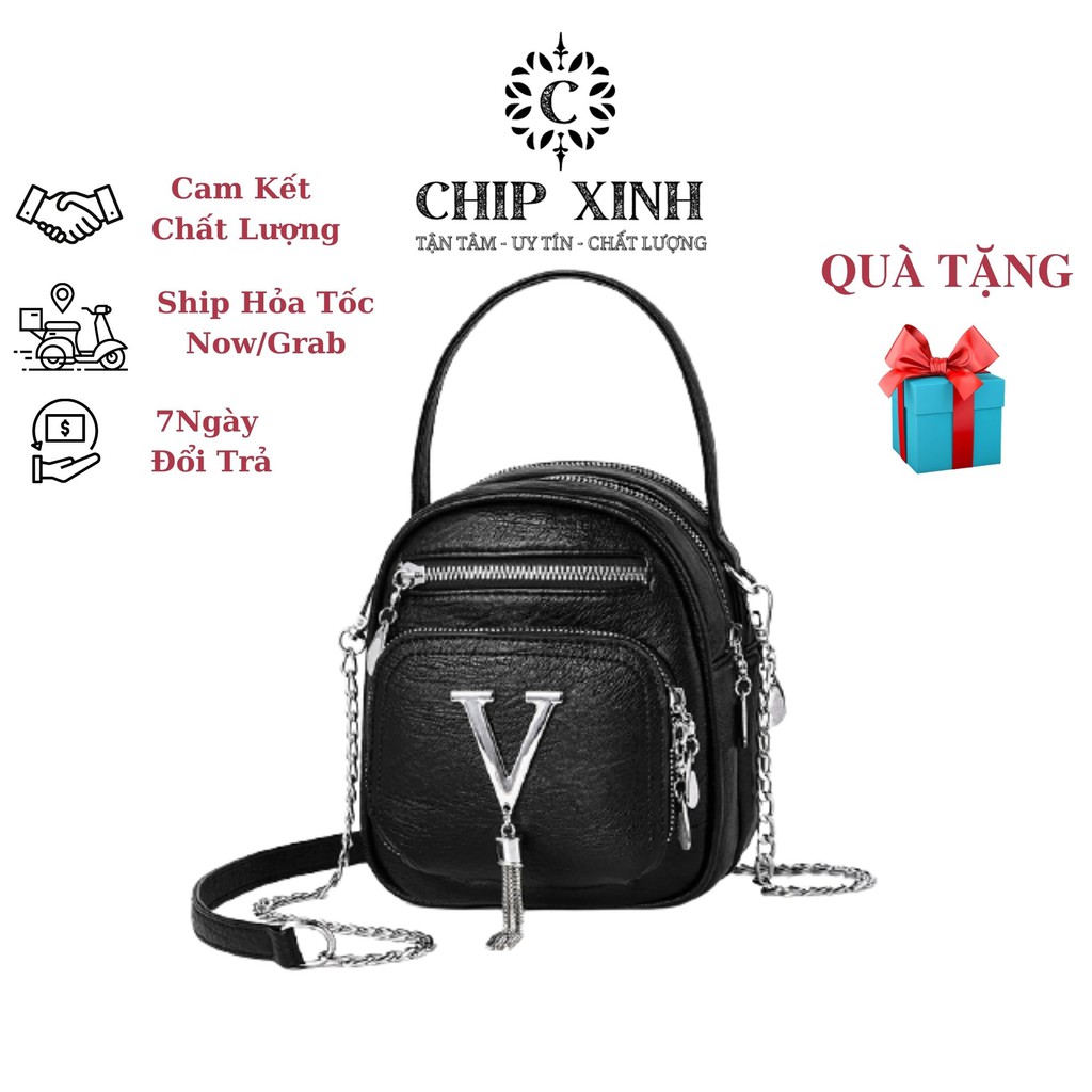 Túi đeo chéo nữ mini đẹp, Túi da đeo chéo nữ CHIP XINH BL01