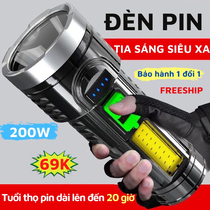 Đèn Pin Siêu Sáng, Đèn Pin LED Cầm Tay Bằng Hợp Kim Siêu Bền, ASAKI OFFICIAL