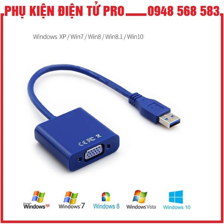 Dây Chuyển Đổi Tín Hiệu Usb Sang Vga (Xanh)