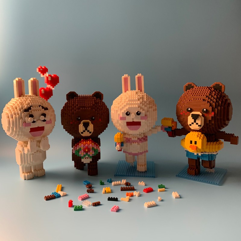 XẾP HÌNH LEGO GẤU BROWN - MINI BLOCK THỎ CONY - MINIBLOCK 3D LINE FRIEND