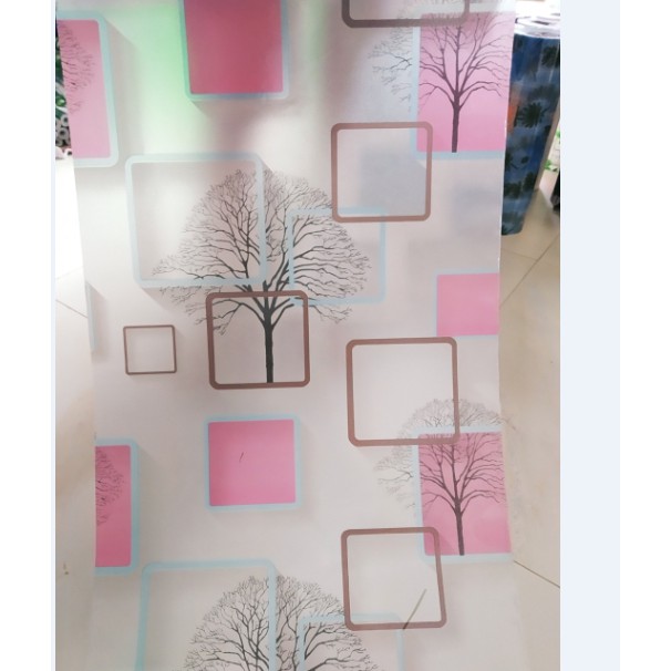 Giấy dán kính họa tiết ô vuông cây hồng - khổ rộng 45cm ( giá bán 1 mét) | BigBuy360 - bigbuy360.vn