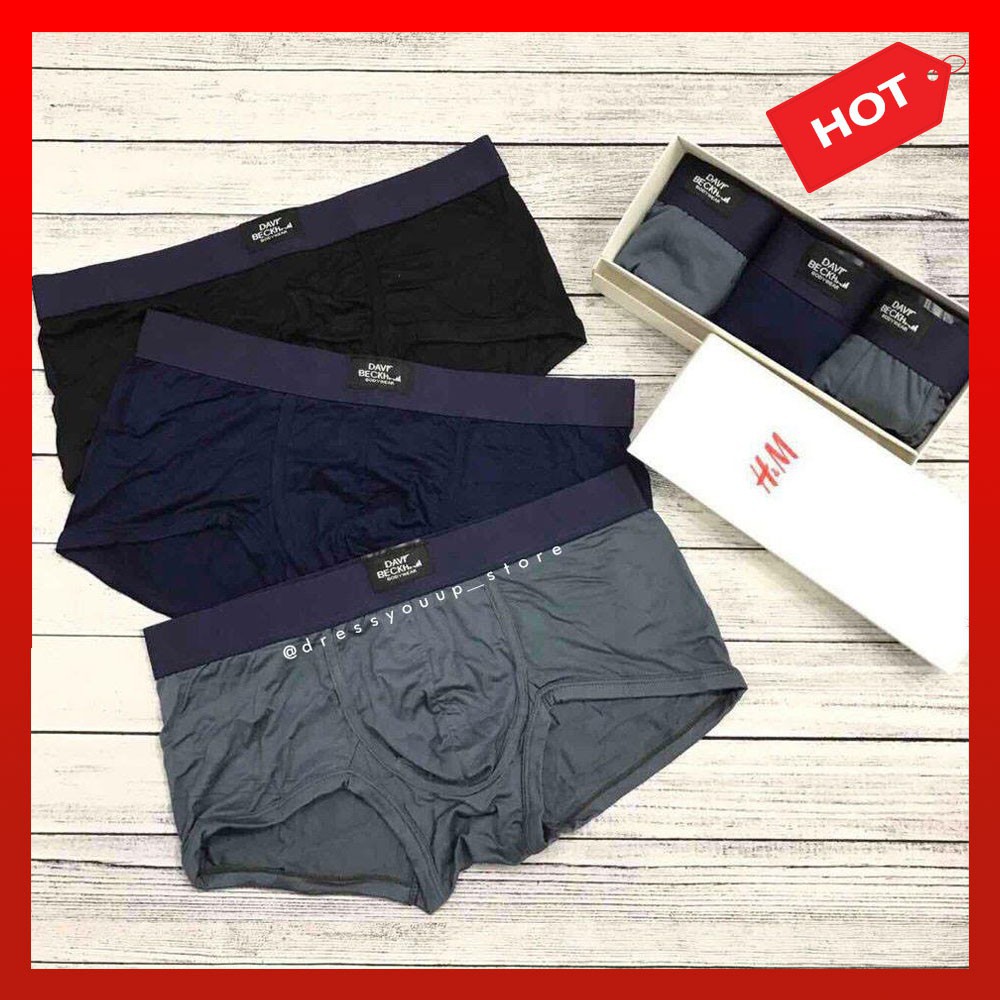 Set 3 quần boxer cao cấp H&M David Beckham mẫu quần đùi vải mềm -Hàng nhập khẩu