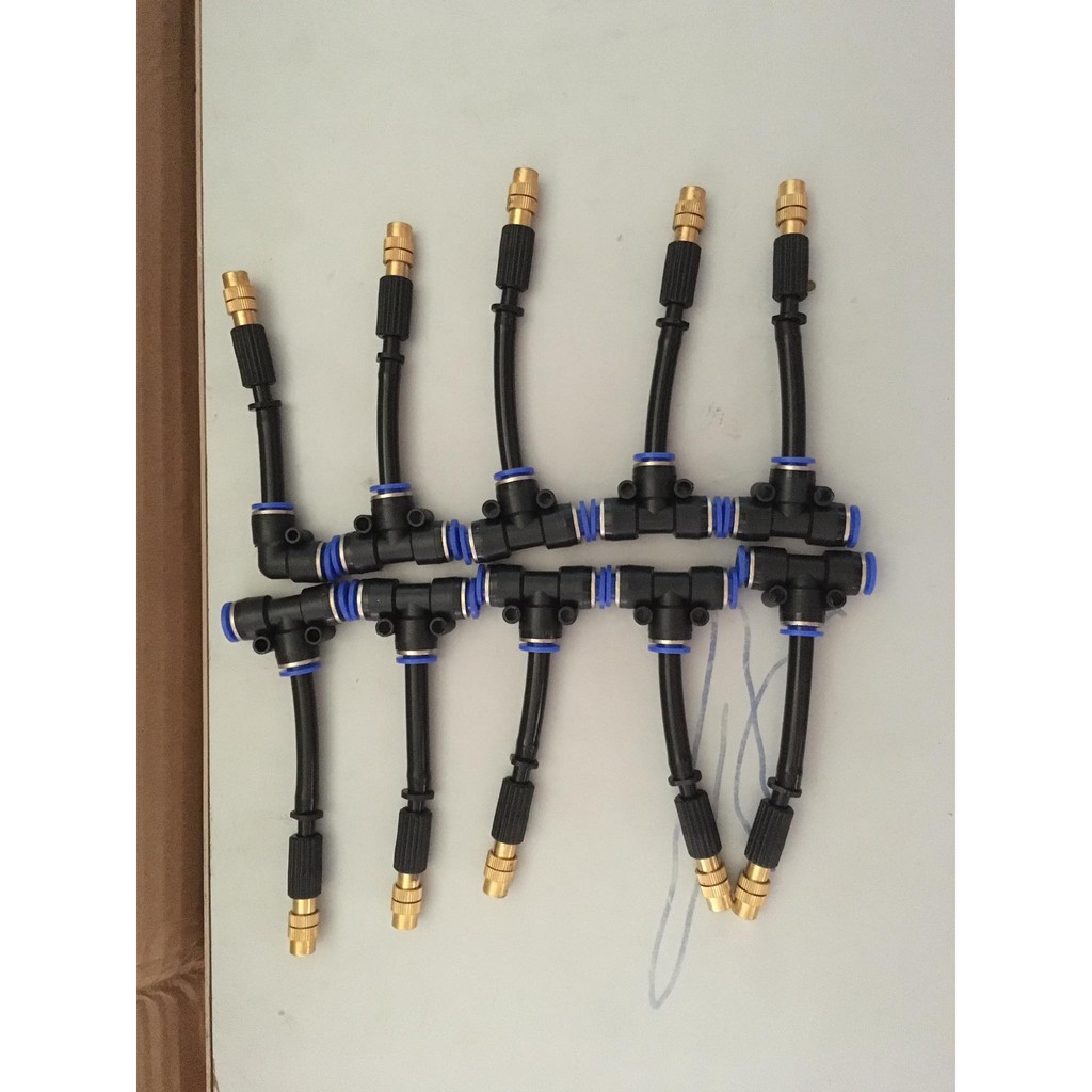 COMBO 10 BÉC PHUN SƯƠNG 1 HƯỚNG ĐẦU ĐỒNG KÈM NỐI NHANH CHỮ T 8MM- BÉC TƯỚI LAN
