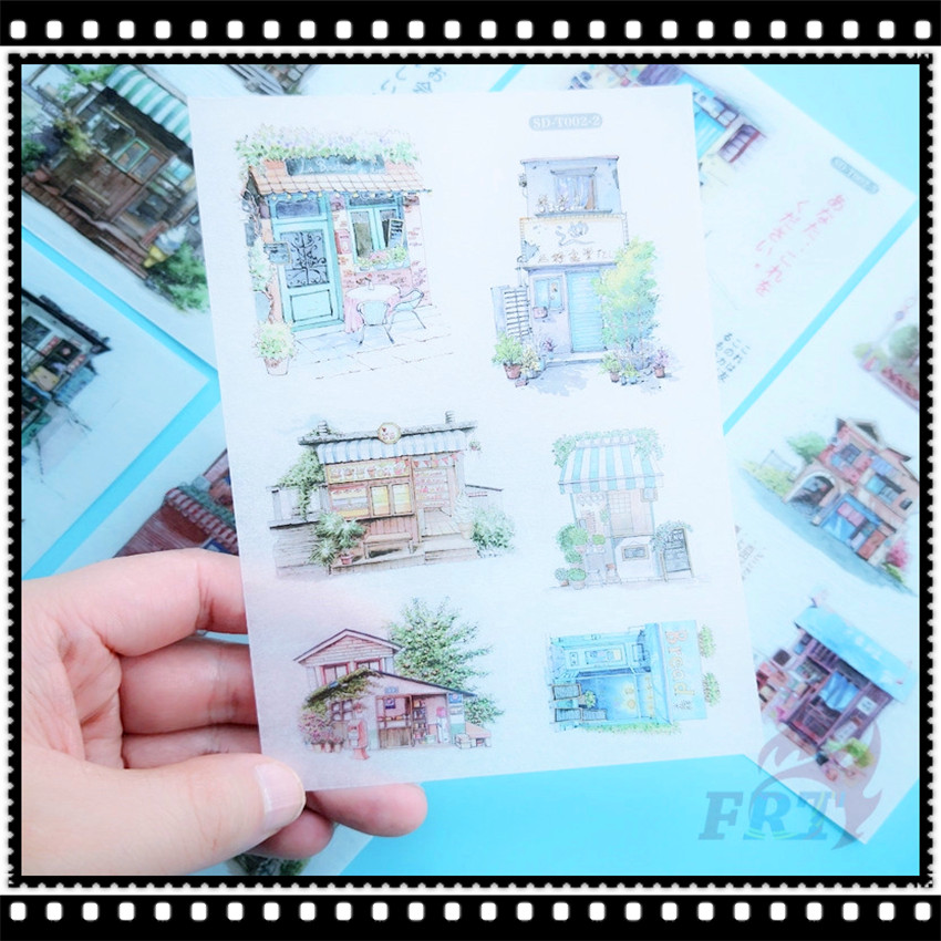 ❀ Cửa hàng đường Hokkaido Nhật Bản. Sticker Dán Trang Trí Phong Cách Retro Tatami ❀ Set 6 Tấm Sticker Dán Trang Trí Thời Trang