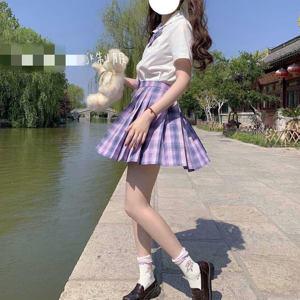 Set Áo Sơ Mi Tay Ngắn + Chân Váy Xếp Ly Trẻ Trung Hợp Thời Trang Cho Nữ | BigBuy360 - bigbuy360.vn