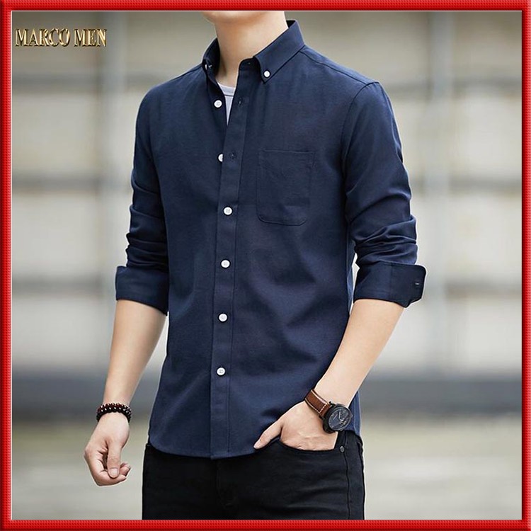 Áo sơ mi nam dài tay dáng ôm hàn quốc vải dày dặn thấm hút mồ hôi SM01