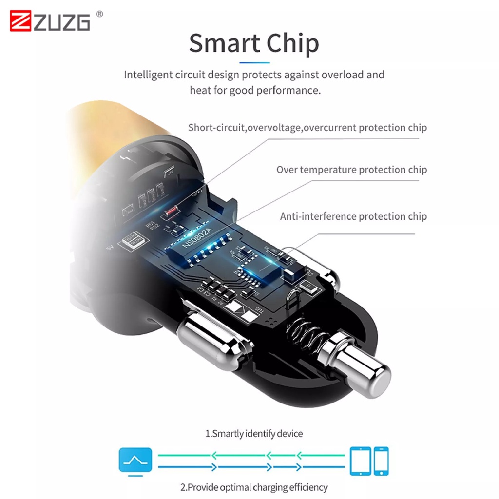 Tẩu sạc oto 35w chính hãng ZUZG - C02Q