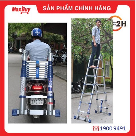 Thang nhôm, thang rút đôi, thang chữ A Nikawa NK-50AI-Pri, 8 bậc, thương hiệu Nhật, bảo hành chính hãng