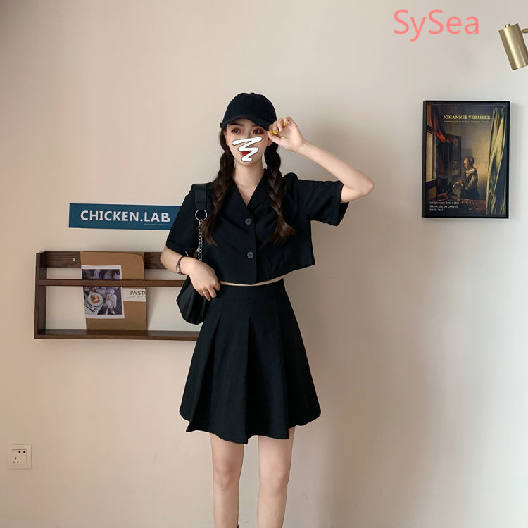 Bộ Áo Sơ Mi Ngắn Tay + Chân Váy Chữ A Lưng Cao Xinh Xắn Dành Cho Nữ | BigBuy360 - bigbuy360.vn