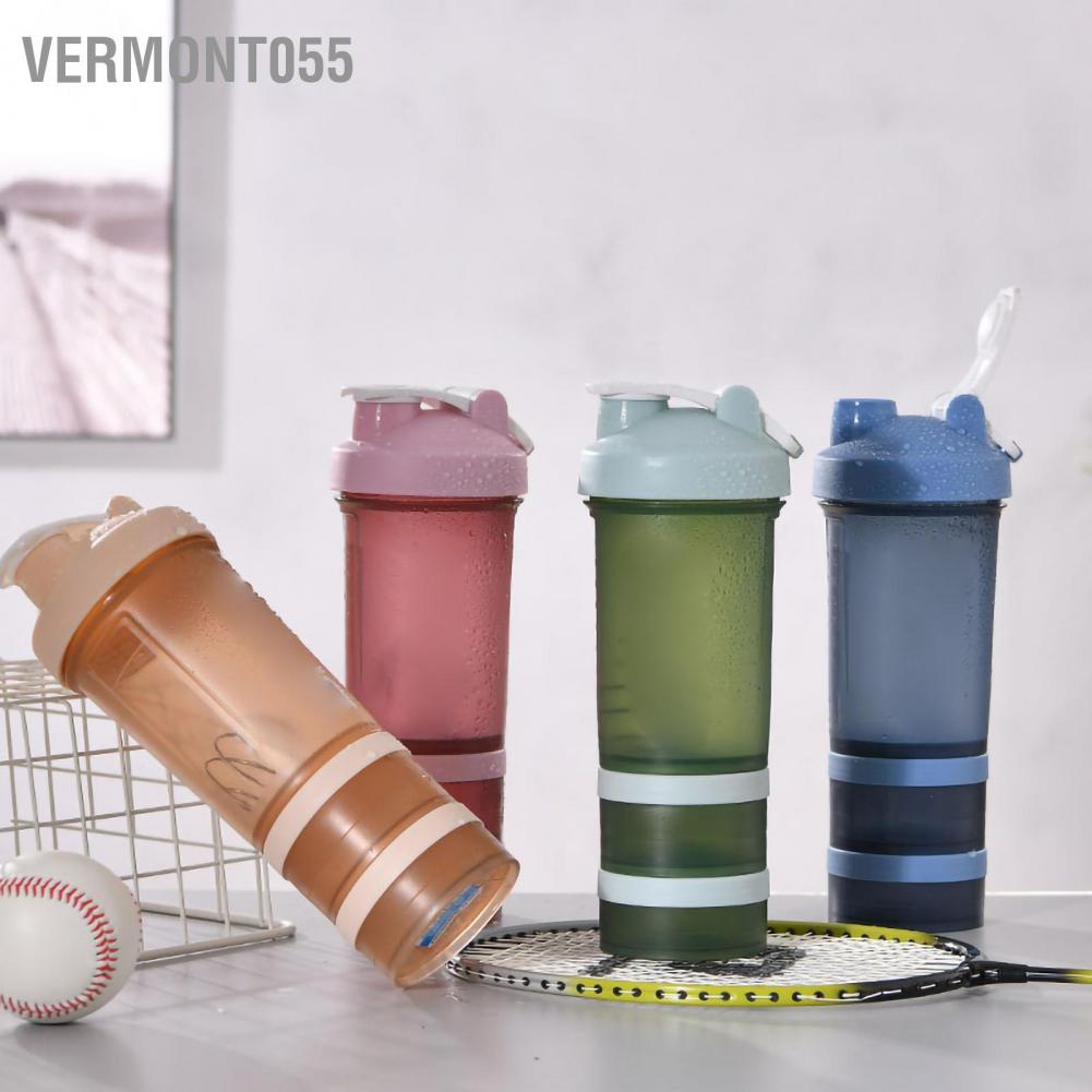 Vermont055 Cốc nước thể dục Di động Công suất lớn Chống bụi Ba lớp Miệng thao có nắp đậy