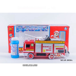 HOT- Đồ chơi Xe cứu hỏa thổi bong bóng đồ chơi dùng pin