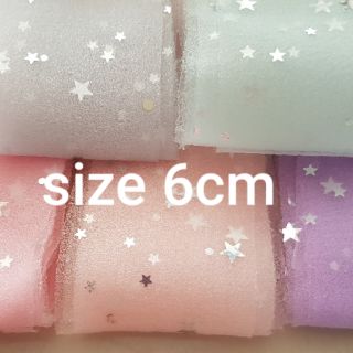Voan xốp nhũ sao size 6cm, voan lưới nhũ xà cừ size 8cm. Phụ liệu_phụ kiện handmade cột, kẹp băng đô, bờm cài sỉ và lẻ,