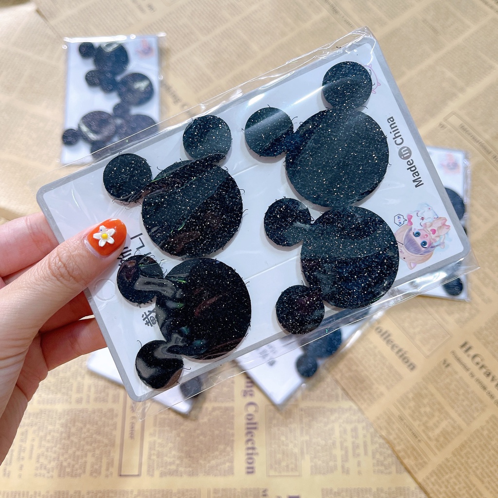 Miếng dán tóc hình gấu đen- set 4 miếng cố định tóc mái